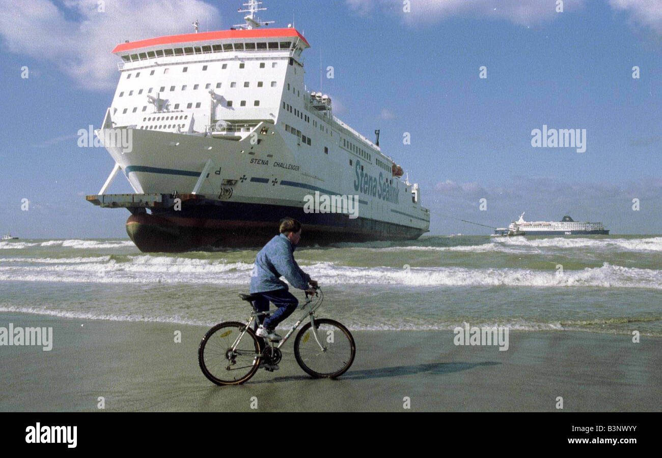 Stena challenger sealink ferry which ran aground on sandbanks outside