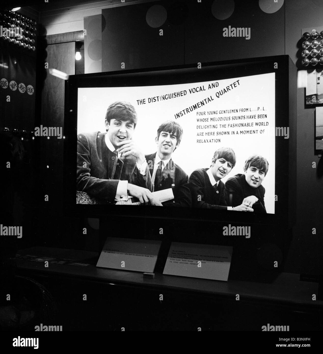 Poster of The Beatles pop group March 1964 Paul McCartney George Harrison Ringo Starr and John Lennon Stock Photo