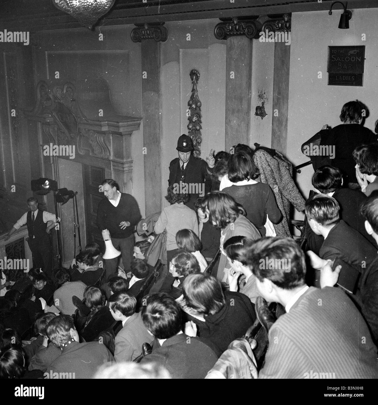 Beatles fans queueing to be extras and to get inside the Scala Theatre ...