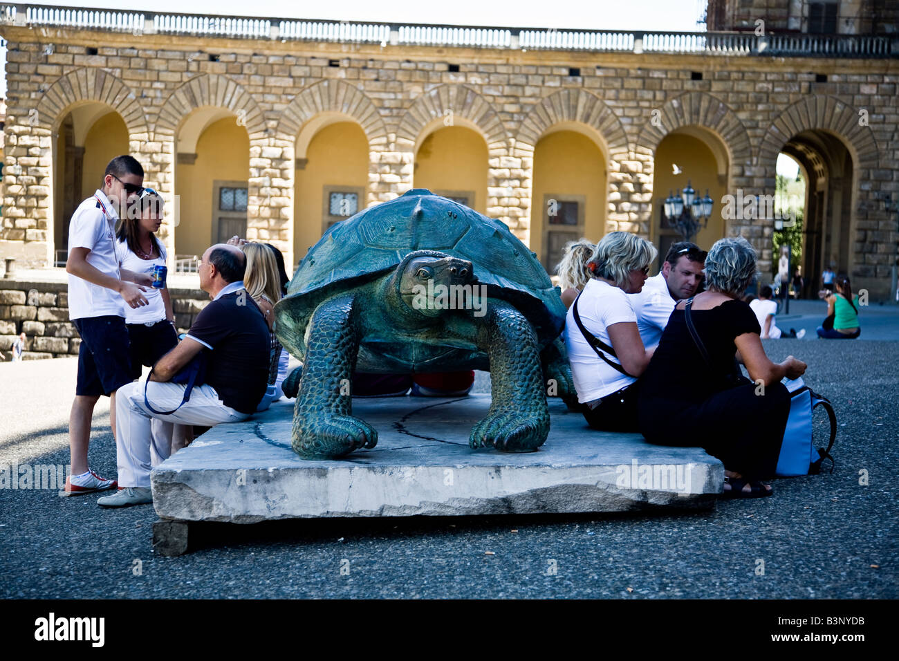 The Tortoise is a sculpture outside the Plazzo Pitti in Florence Tuscany Stock Photo