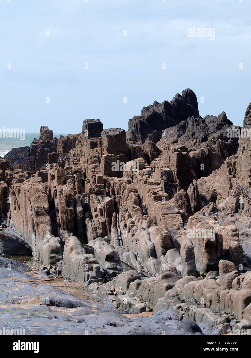 Rocky Shore Between High And Low Tide Point North Cornwall Uk Stock Photo Alamy