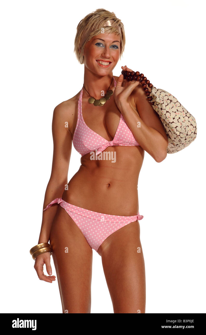 Fashion Bikinis May 2004 pink polka dot bikini Stock Photo - Alamy