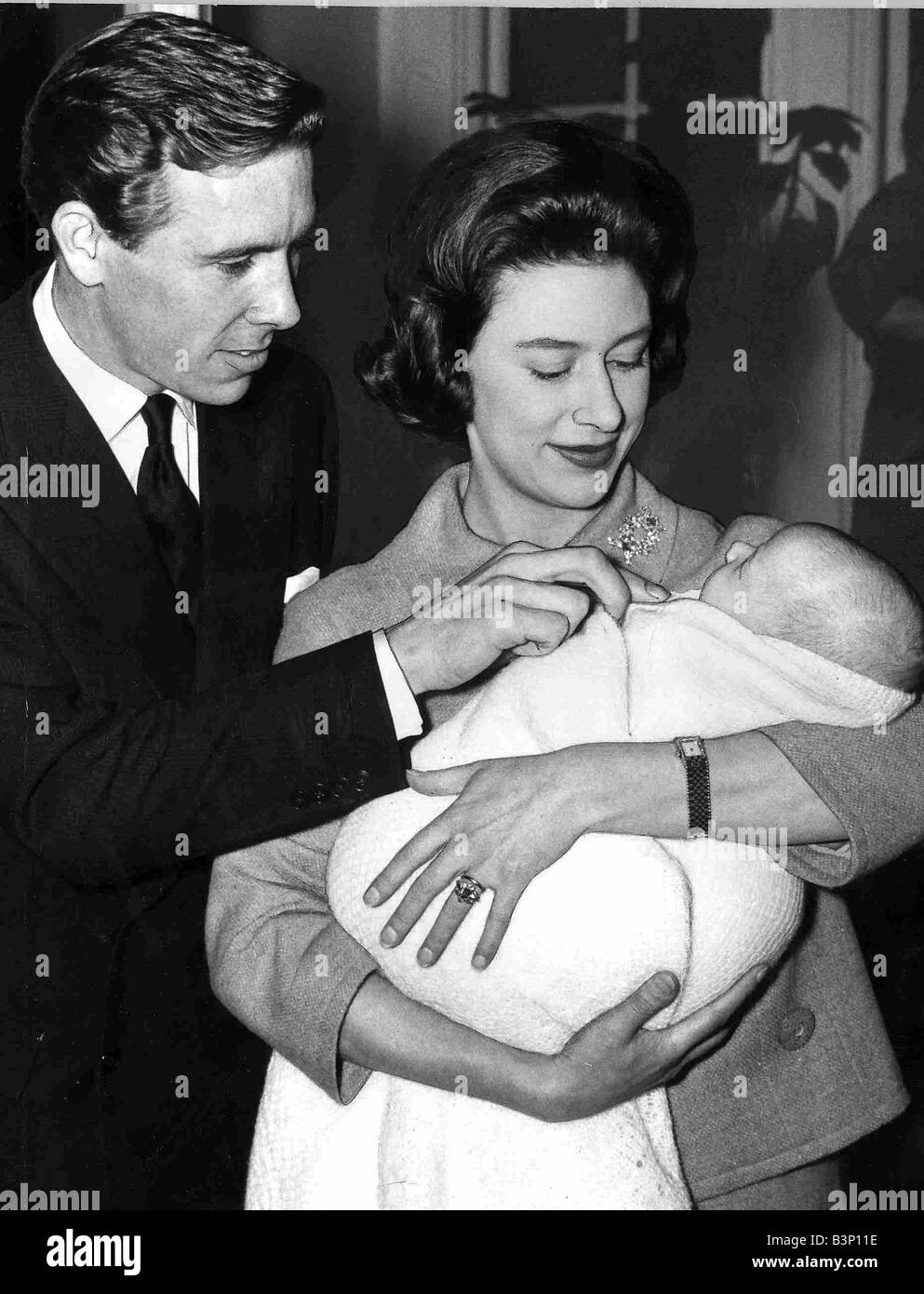 Princess Margaret with husband and baby son November 1961 Stock Photo