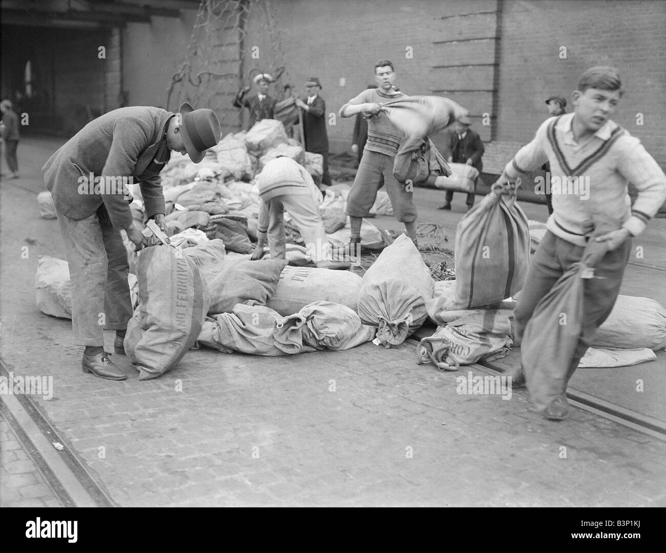 General Strike May 1926 Undergraduates at Dover help with the