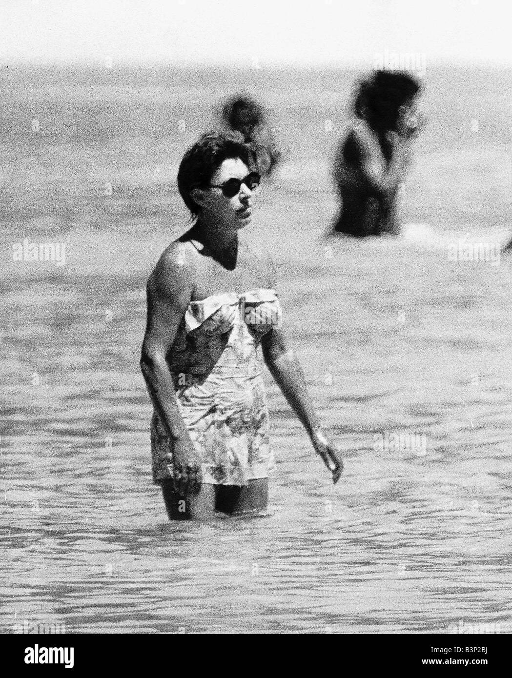 Princess Margaret on holiday in Mustique Roddy Llewellyn is staying on the same island Stock Photo