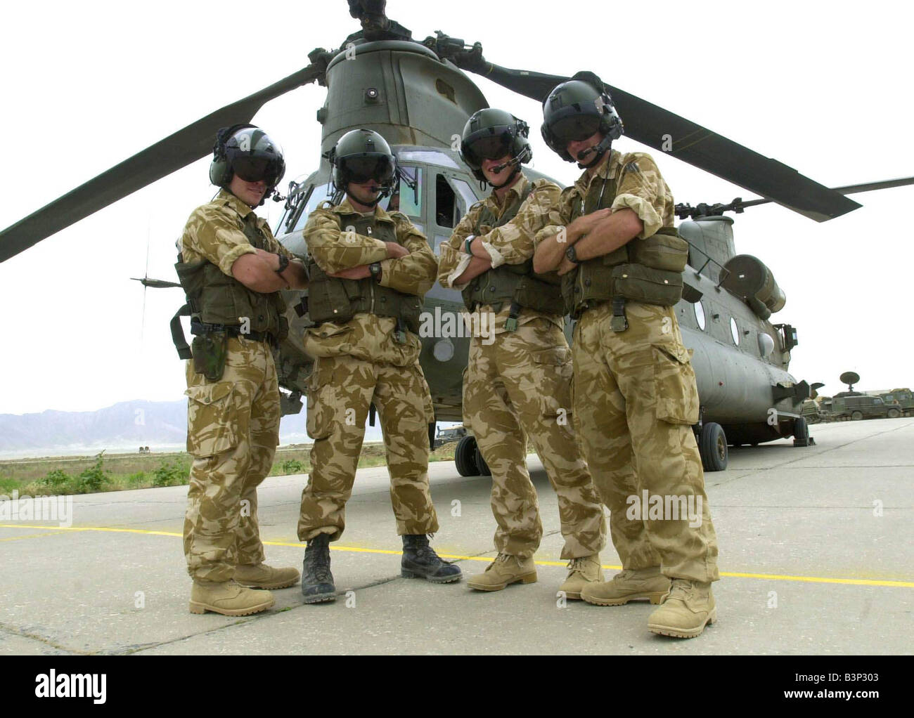 Unidentified aircrew of Chinooks used in Afghanistan Britain Soldiers