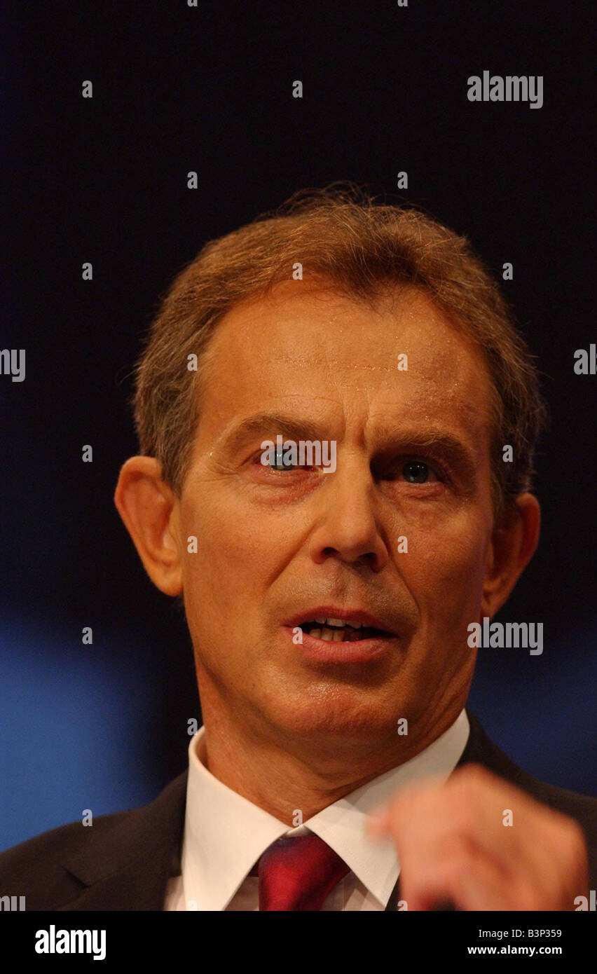 Tony Blair giving keynote speech at the Labour Party Conference in