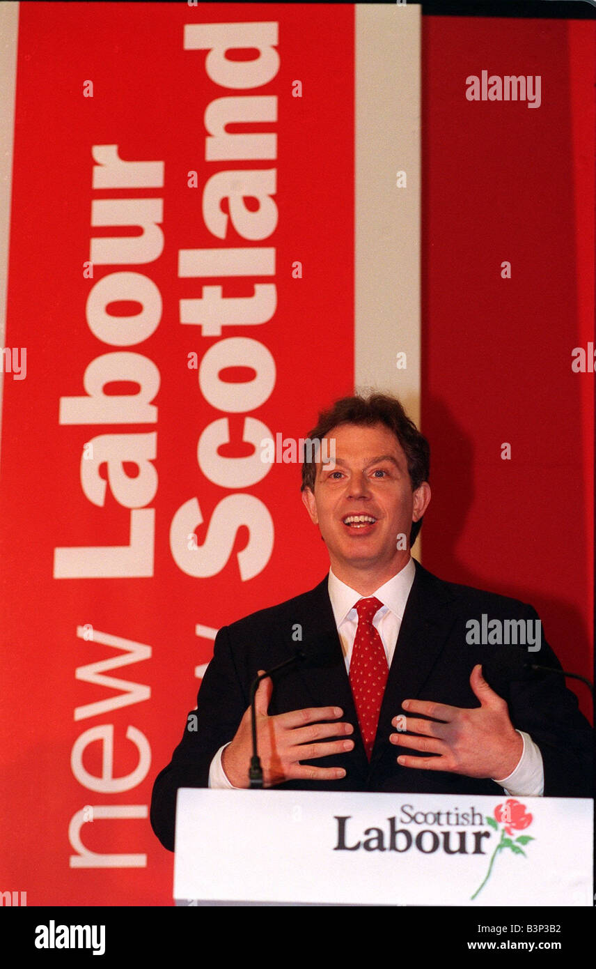 Tony Blair Labour Party Leader speaking in Glasgow 1997 Stock Photo - Alamy