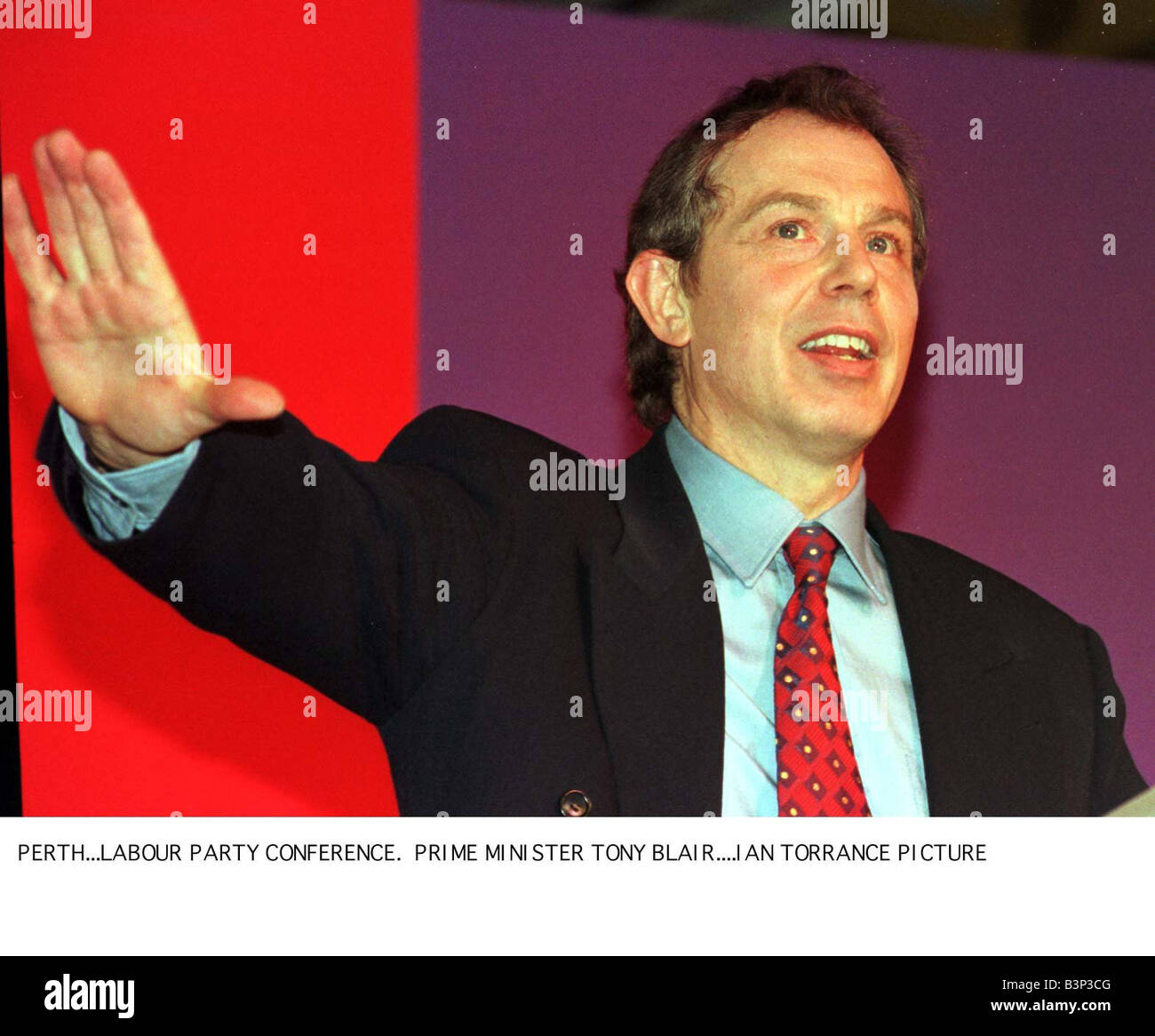 Prime minister tony blair during his speech hi-res stock photography