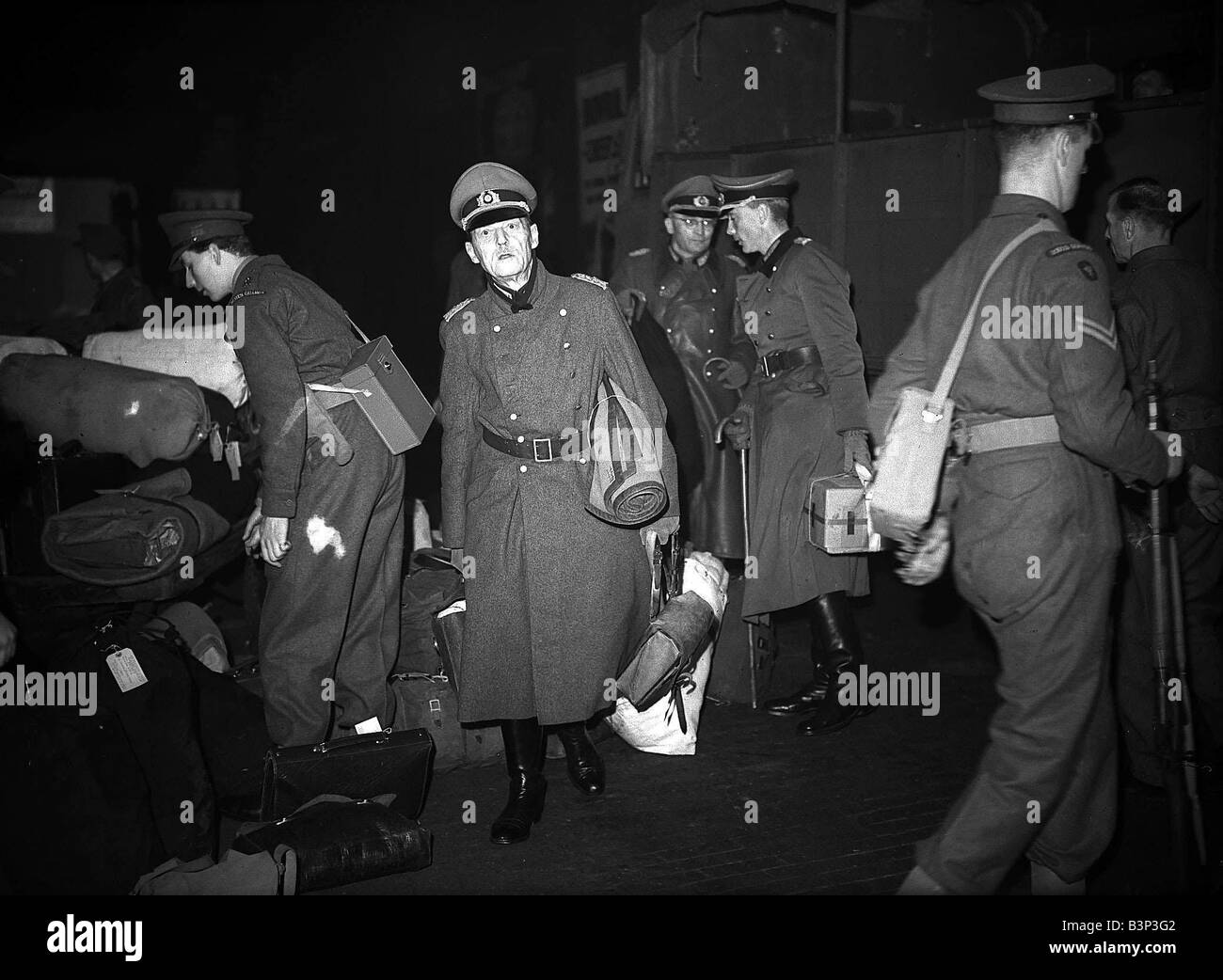 German soldiers at Euston Station London October 1945 towards the end of WW2 Stock Photo