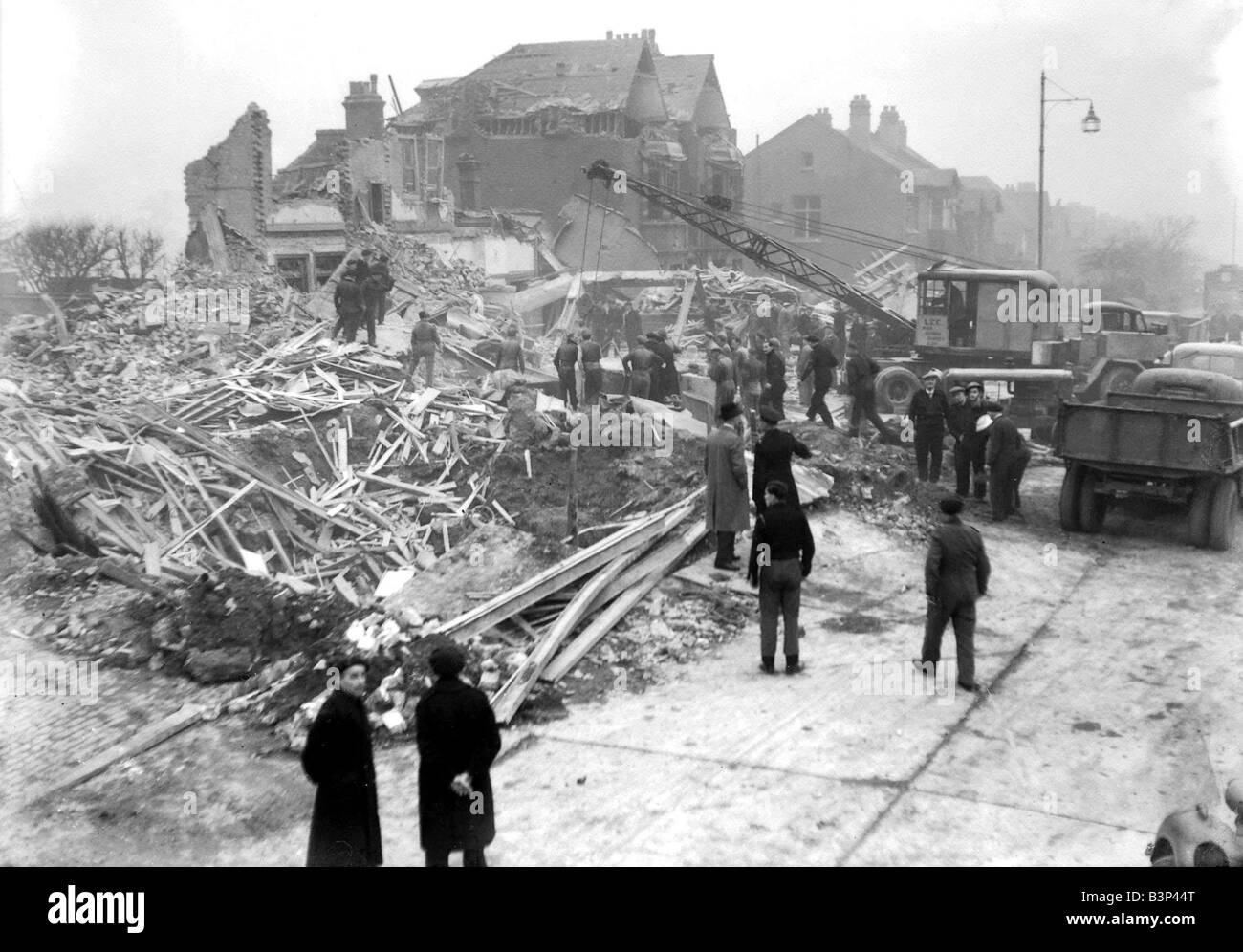 WW2 Air Raid Damage November 1944 Raid damage on Southern England Stock Photo
