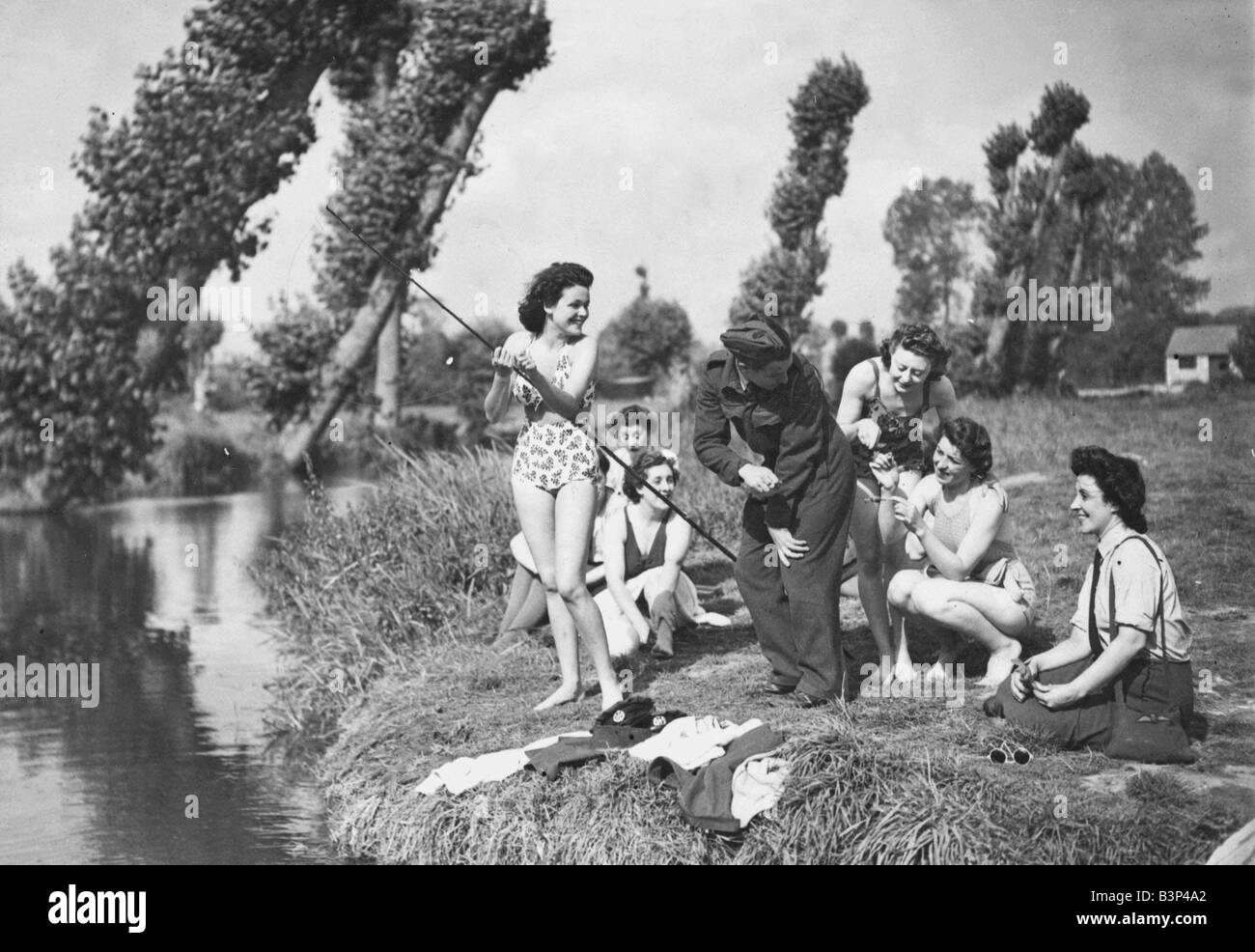 WW2 Off duty in Normandy France WAAF concert party girls and the AC2