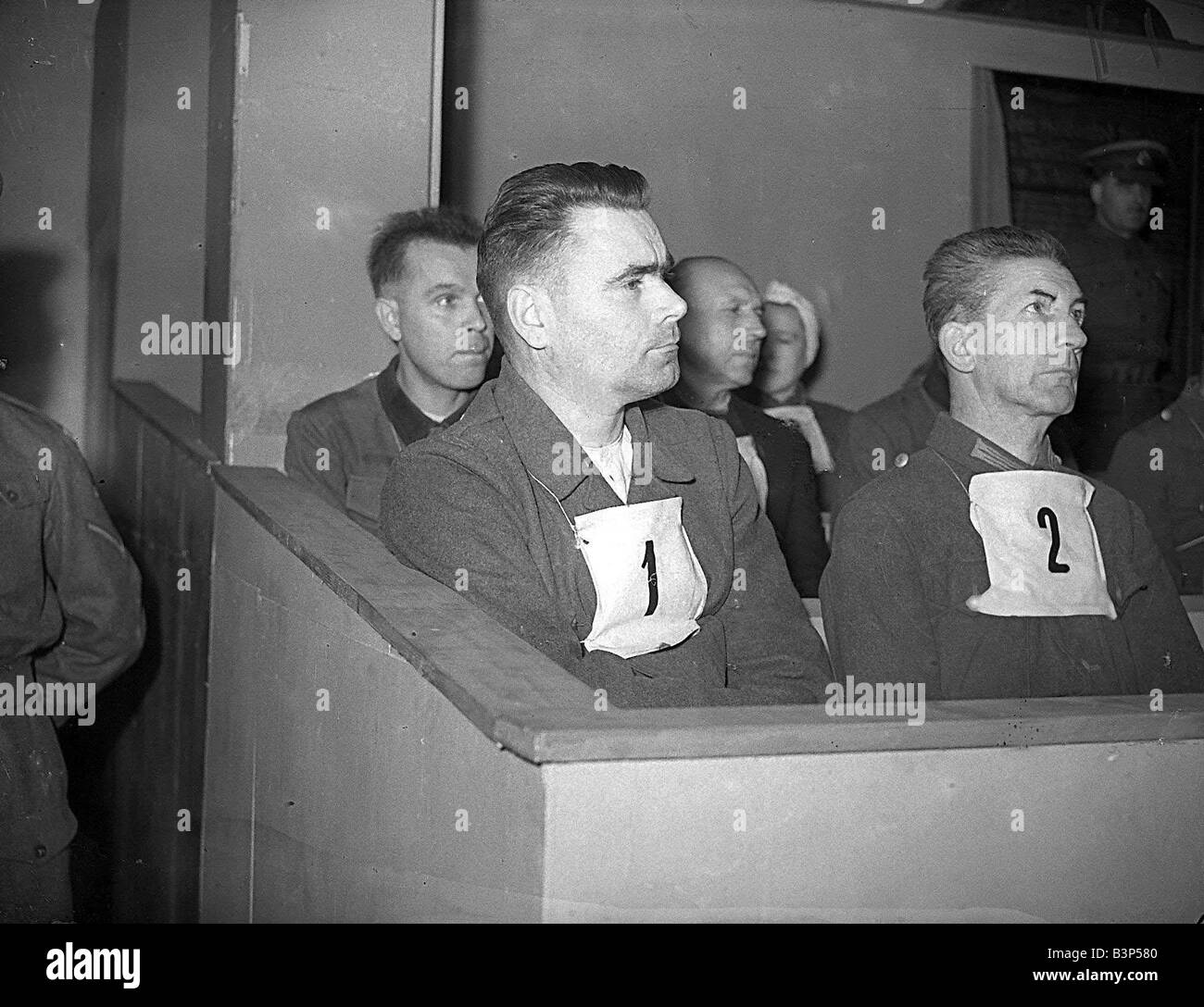 Kramer in court during Belson trial W339B y2k The camp Kommandant Josef Kramer and members of the SS stationed at Belsen were put on trial by the allies for two charges of war crimes details of which can be found in the paper file Irma Grese was an SS officer in the camp and she was placed on trial separately because she was alleged to have been particularly brutal towards the prisoners She always carried a pistol and a whip with her and one inmate told how two girls who had just been selected to be gassed tried to get away Grese caught them and then shot them in cold blood She would beat Stock Photo