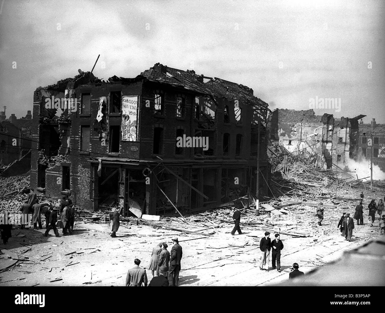 Bomb damage in Liverpool during WW2 Stock Photo