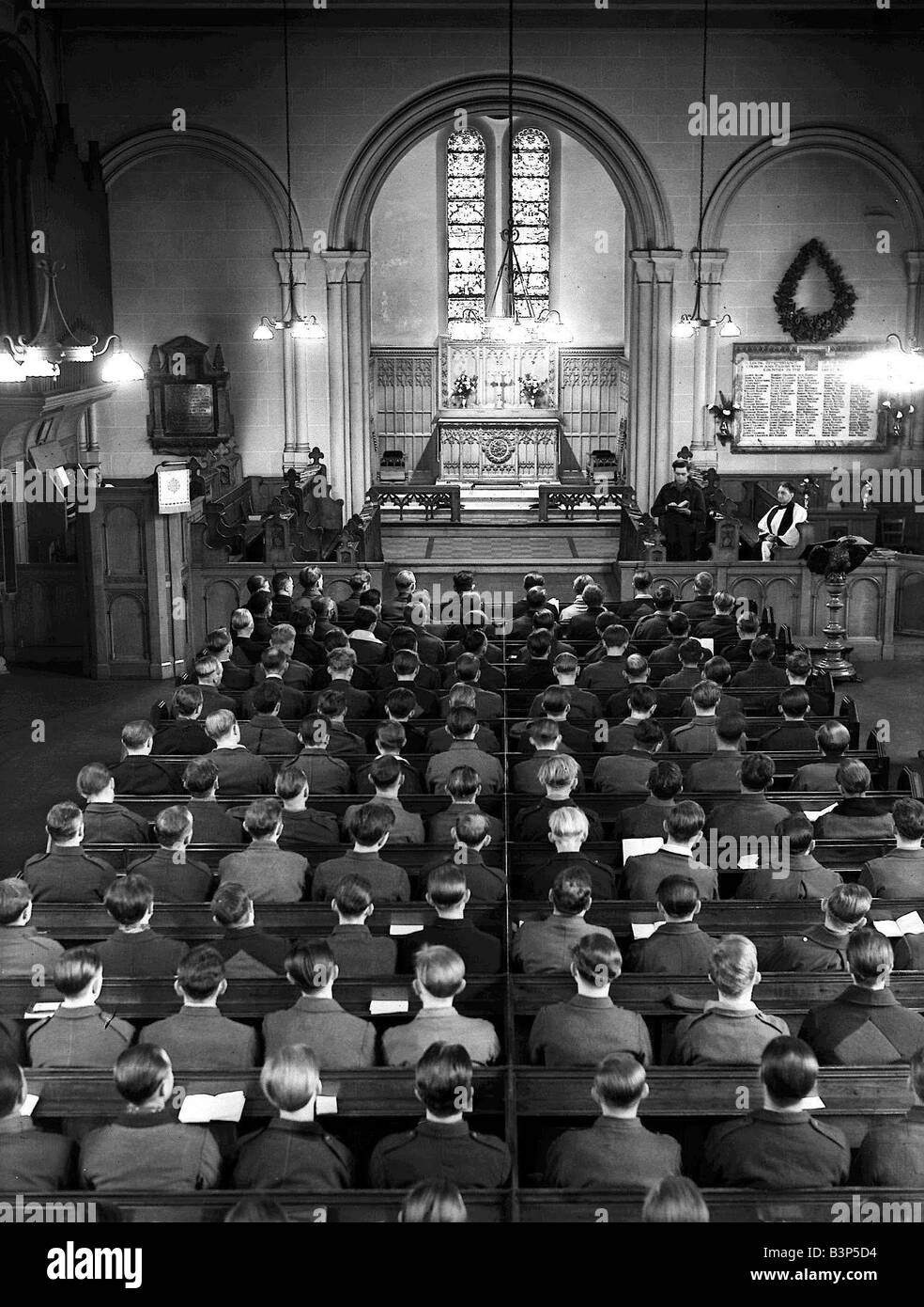 German prisoners of war in All Saints church Bury Lancashire May 1946 Two young children fell into the river and an Italian prisoner was among a small group of men who dived in to rescue them The children were saved but unfortunately the prisoner got himself into difficulties Although some of hs comrades tried to save him he drowned His bravery was recognised in tributes sent to his home in Italy He later received a posthumous Royal Humane Society Award After the war the German prisoners were kept on for labour work However after a while attempts were made to integrate them into the local Stock Photo