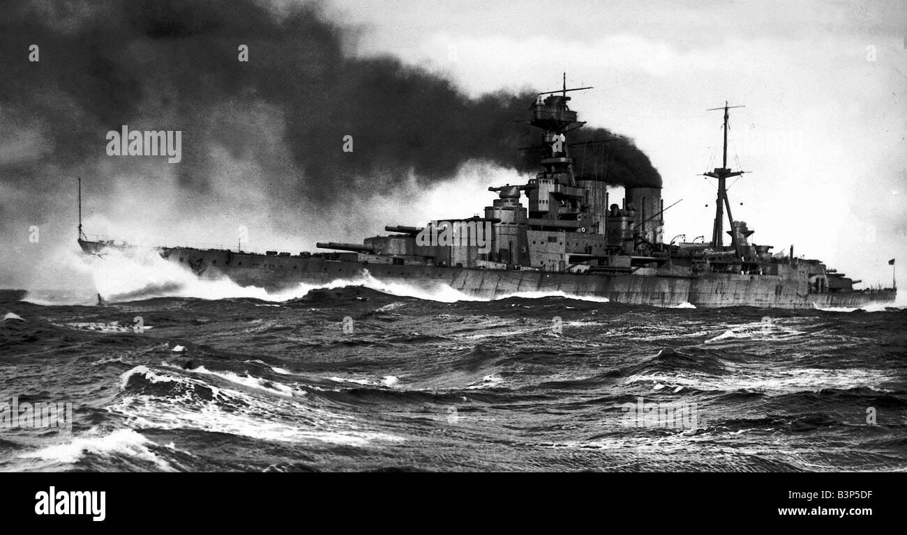 WW2 II German battleship Bismarck sinks the Royal Navy s largest warship HMS Hood off Greenland with the loss of more than 1 400 lives The boat explodes when a German shell hits the Hood s ammunition store HMS Hood HMS Hood was easily the Pride of the British Navy However on May 24th 1941 she met a tragic end at the hands of the German battleship Bismarck The Battle took place between Norway and Iceland in the North Atlantic 1418 lives were lost onboard HMS Hood when a shell from the Bismrack hit the Hood s munitions magazine The great ship exploded from the inside out In revenge for this Stock Photo