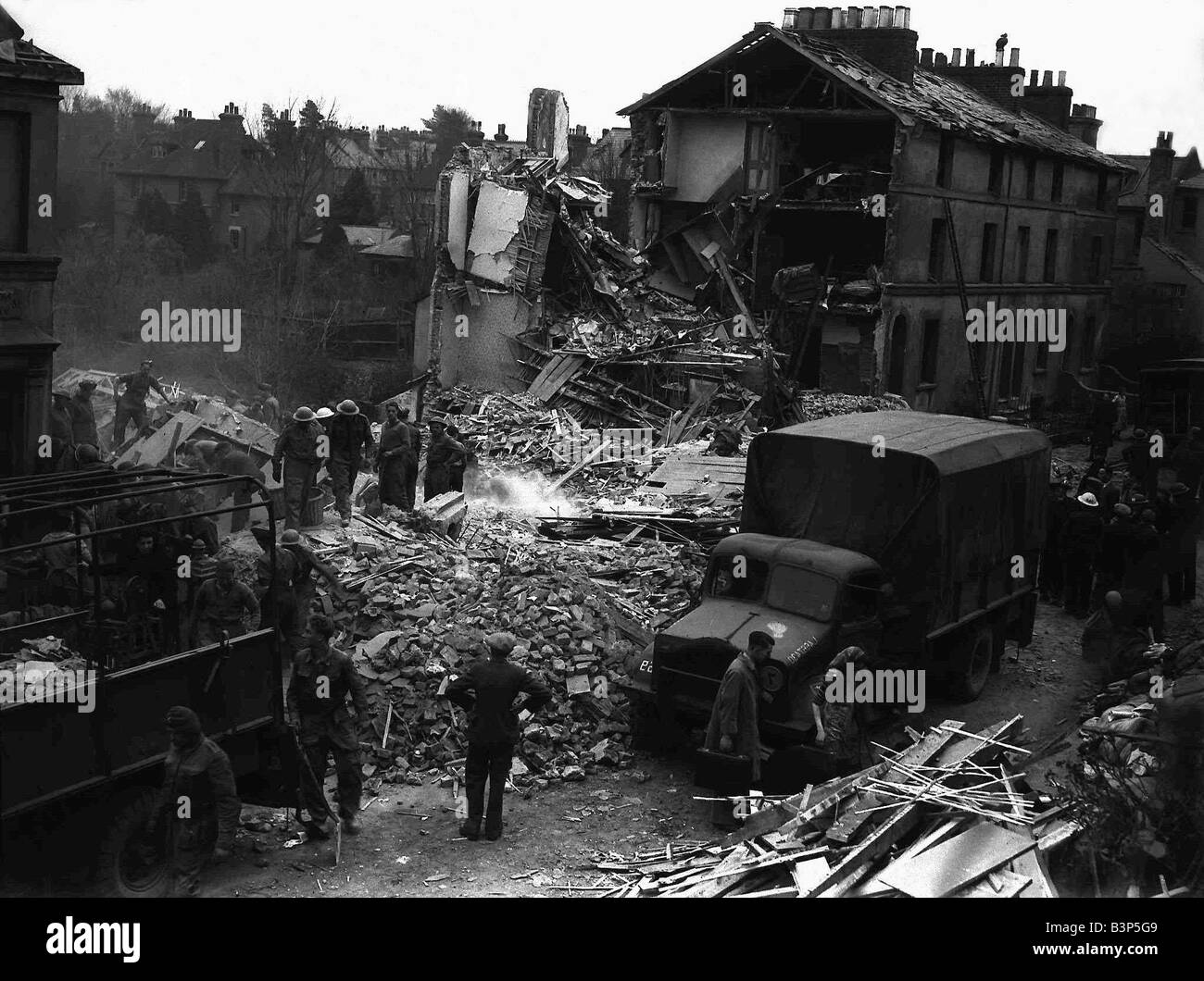WW2 Air Raid Damage in Ashford Kent Stock Photo
