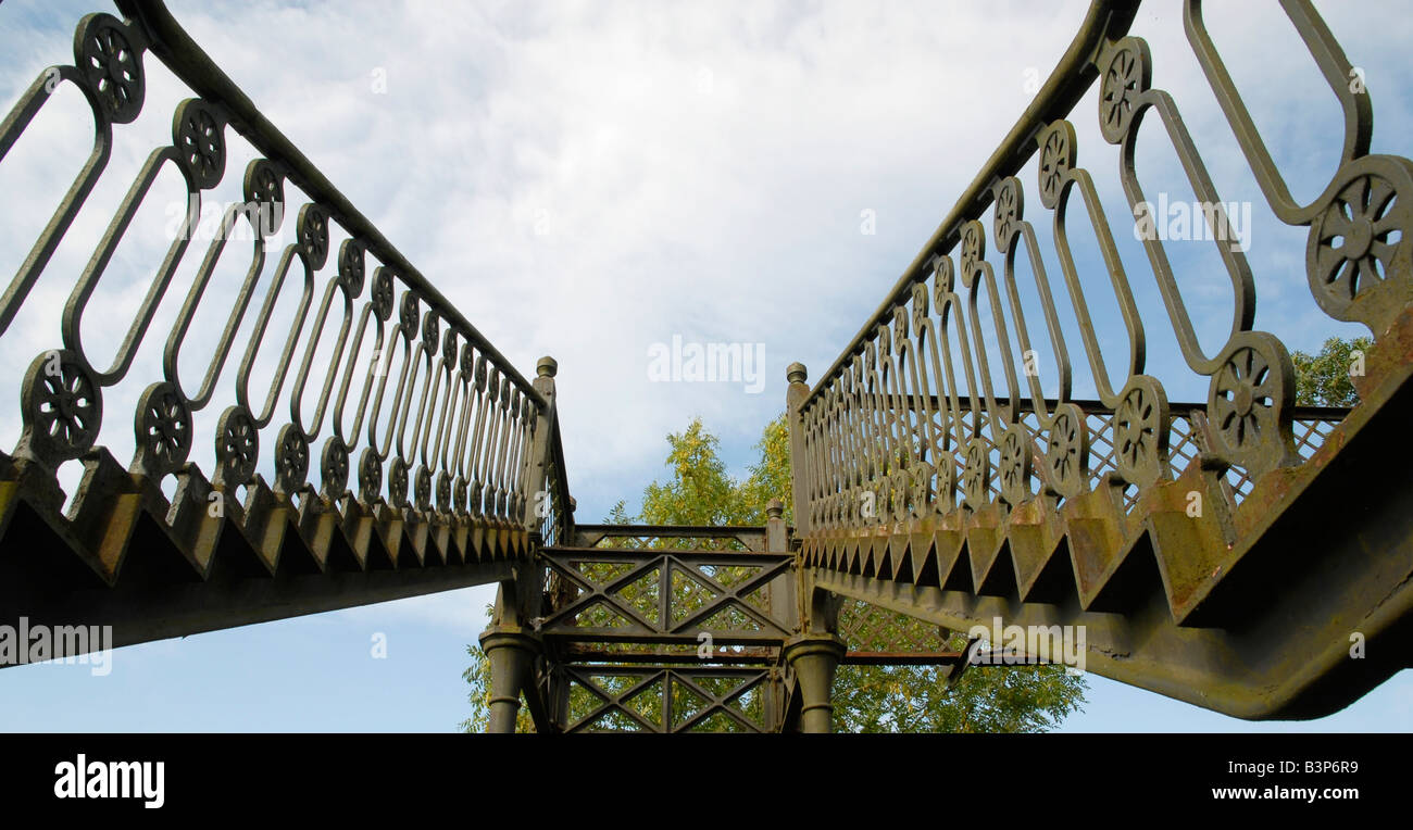 Disused railway bridge over the Brampton Valley Way near Maidwell Northamptonshire 2008 Stock Photo