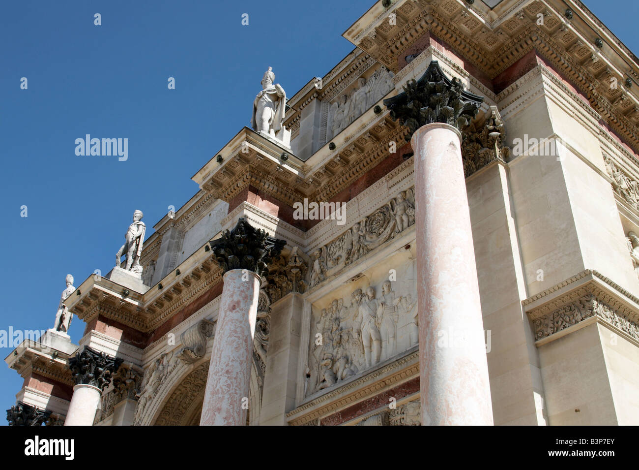 The Arc de Triomphe du Carrousel on the Place du Carrousel in Paris Stock Photo