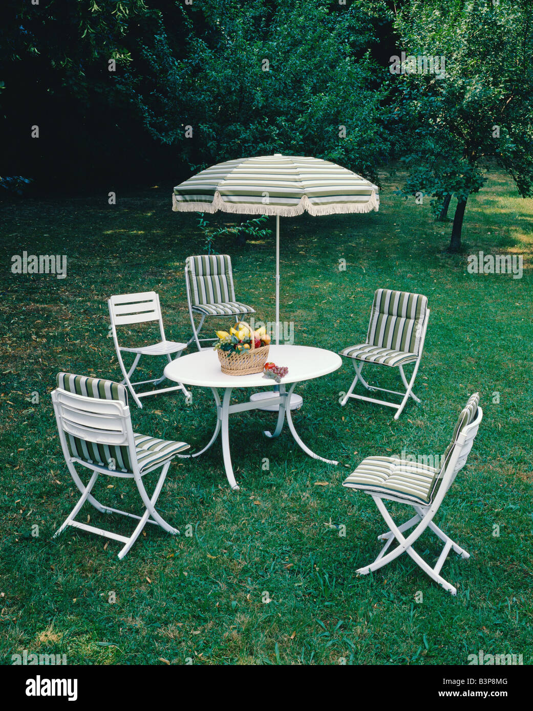 Contemporary Garden Furniture Chairs And Parasol Decorated With