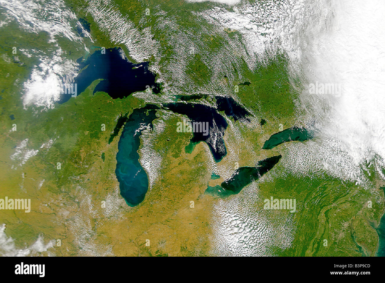 Satellite view of the Great Lakes, USA Stock Photo