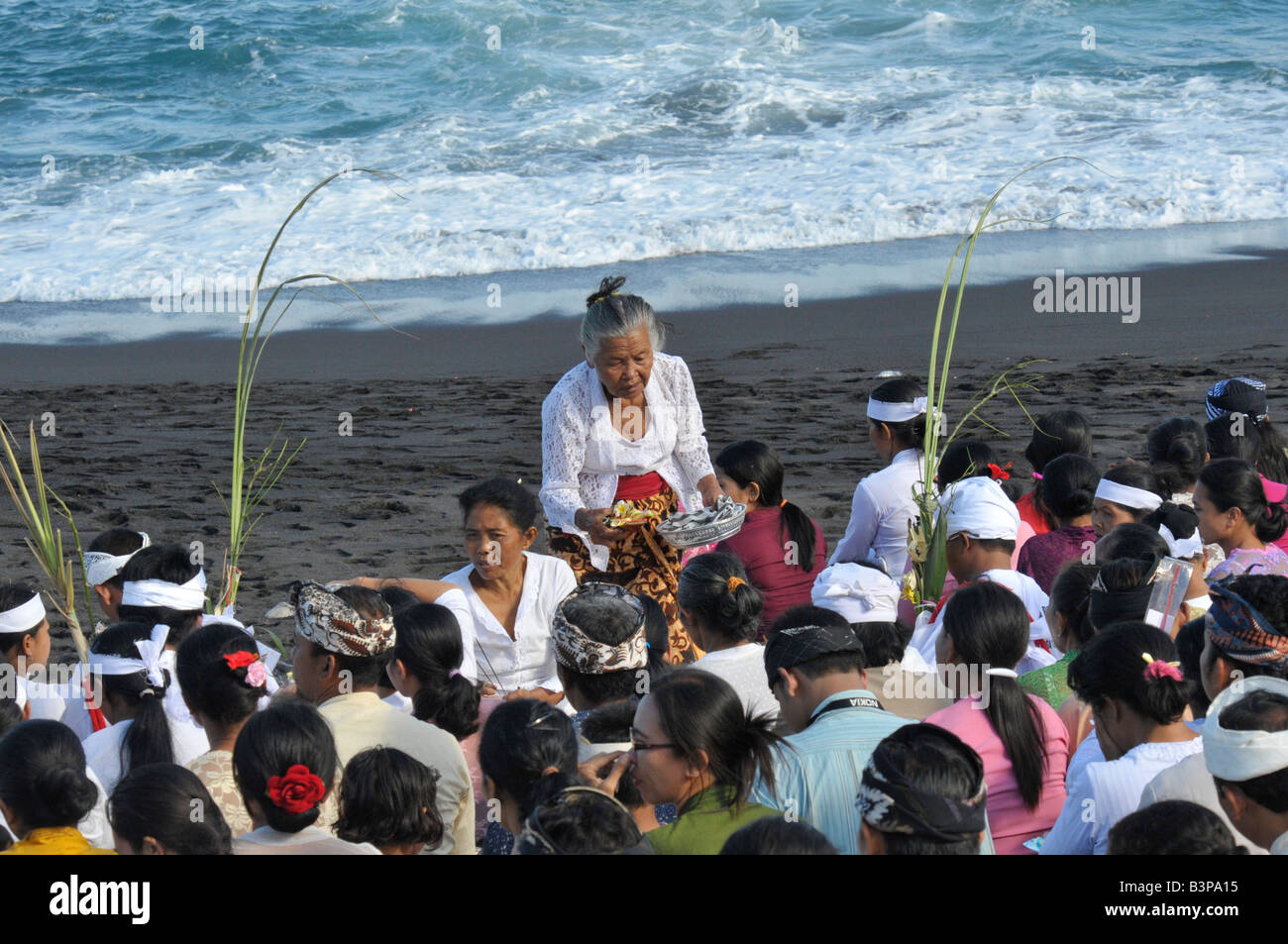 ceremony held at kusamba beach, part of cremation ritual , bali , indonesia Stock Photo