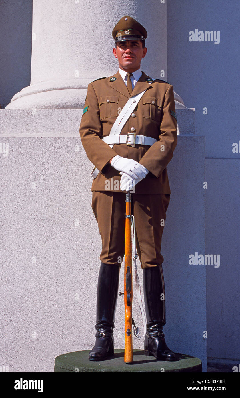 Chile, Santiago. Presidential Guard, Palacio de la Moneda Stock Photo ...