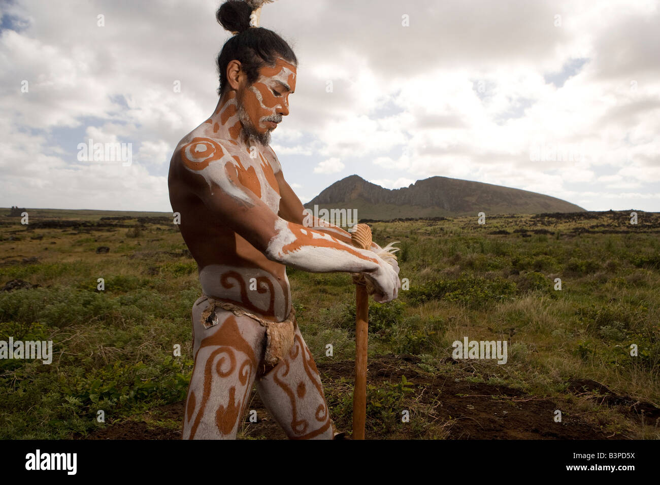 Native Rapa Nui man Easter Island Chile Stock Photo - Alamy