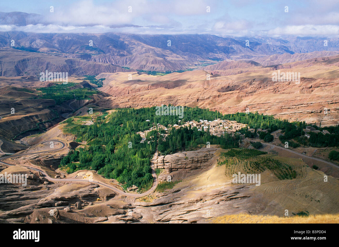 View from Alamut, Castle of  the Assassins, out over the valley, northeast of Ghazvin, Zanjun Province, Iran.  The Frankish knig Stock Photo