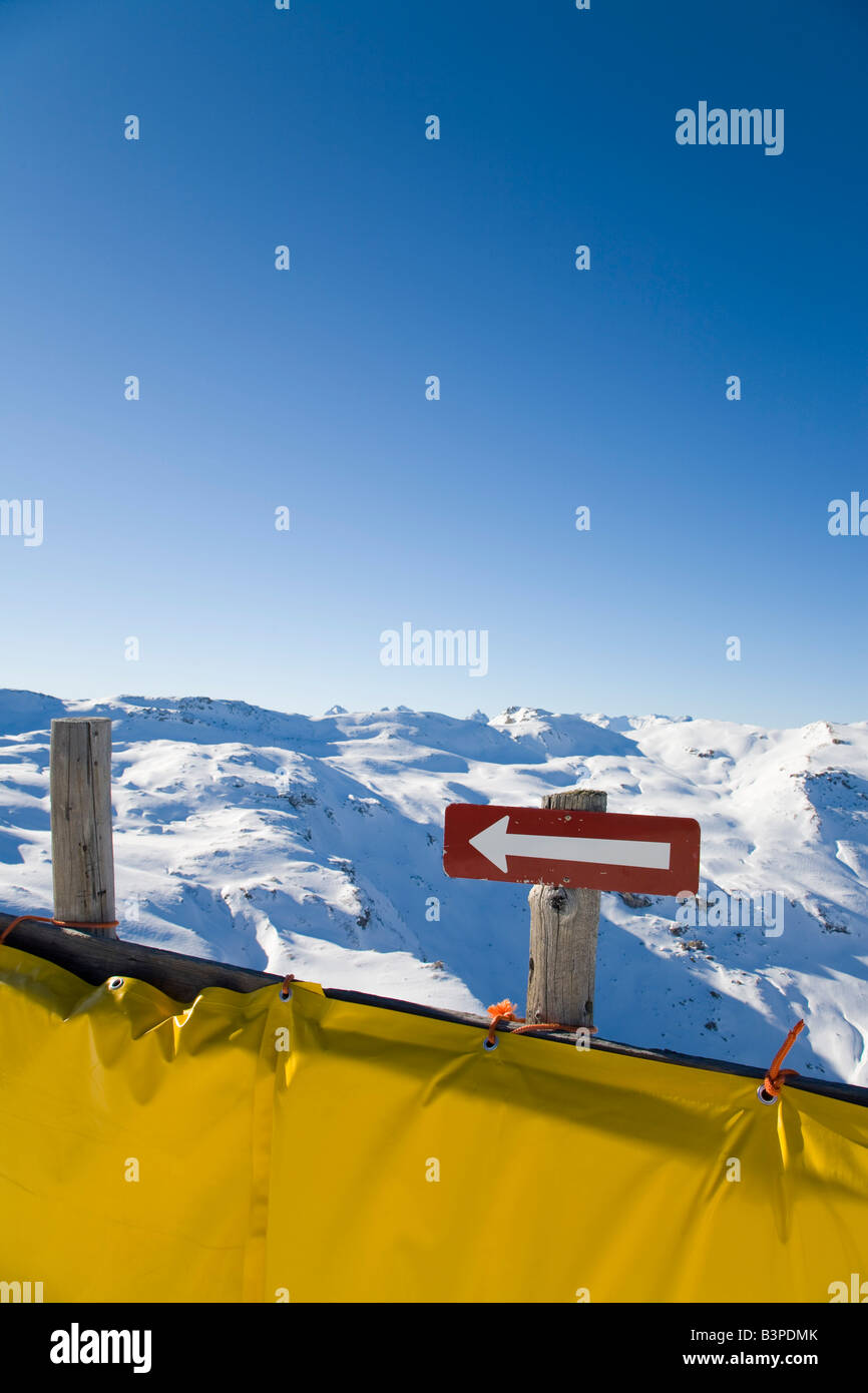 Switzerland, Graubuenden, Savognin, Direction sign in the Alps Stock Photo