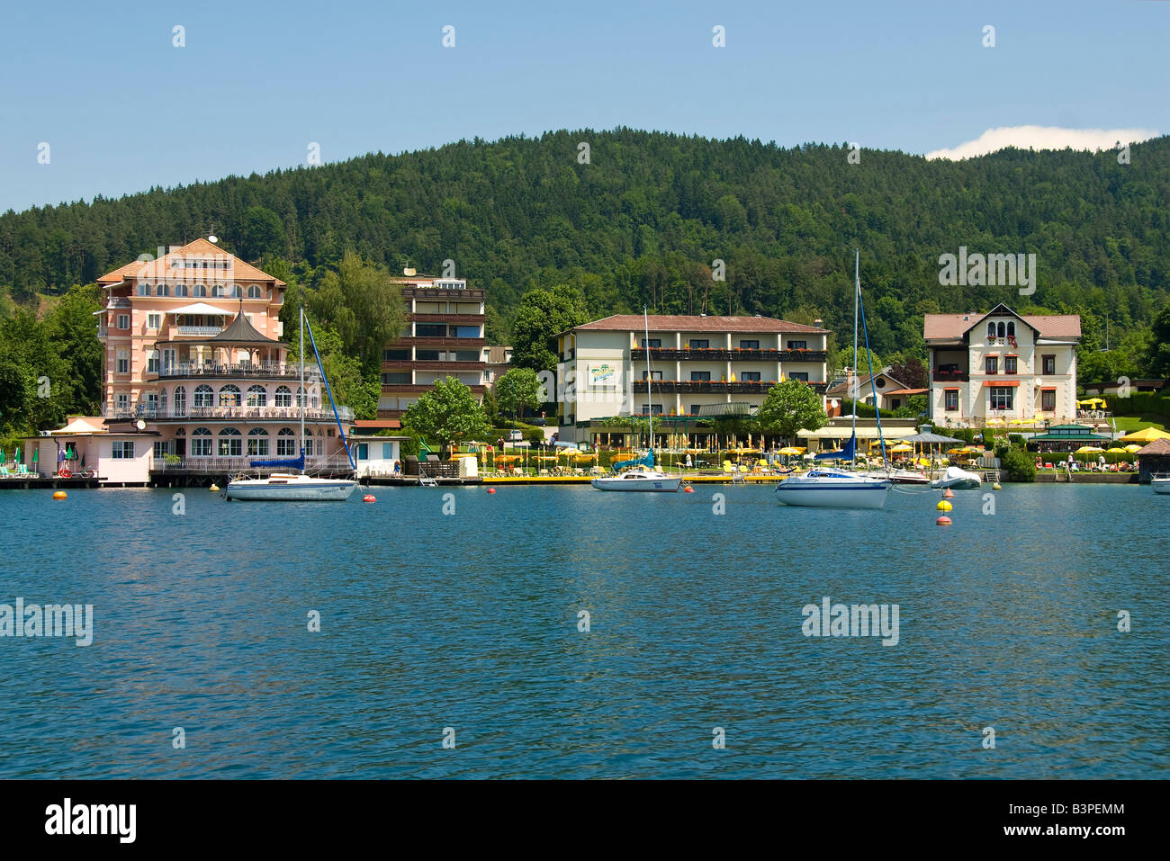 Poertschach on Lake Woerthersee, Carinthia, Austria, Europe Stock Photo