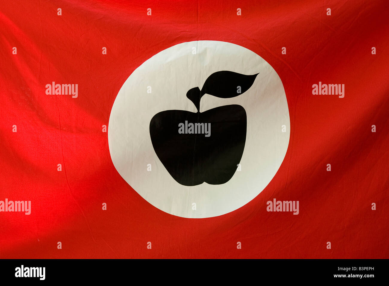 Flag of the anti-fascist satire group 'Front Deutscher Aepfel', 'German Apple Front', at a counter demonstration of anti-fascis Stock Photo