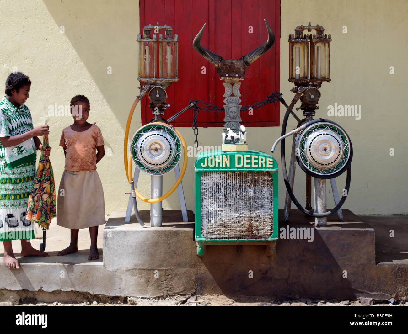 Southern Madagascar, Oldfashioned, handoperated petrol pumps near the