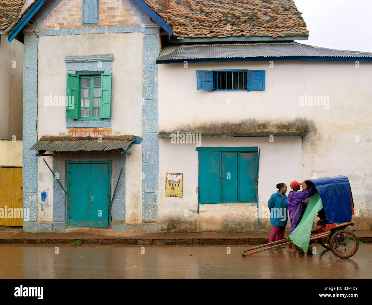 Madagascar, Southern Highlands, A street scene in Ambalavao, a busy ...
