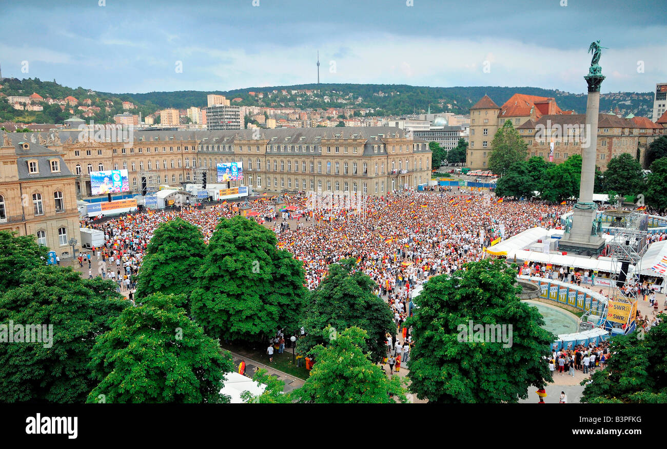 The 2008 UEFA European Football Championship, Public Viewing, Schlossplatz Sqaure, Stuttgart, Baden-Wuerttemberg, Germany, Euro Stock Photo