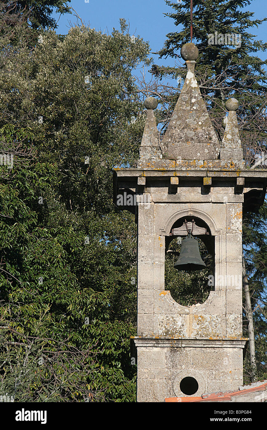 Bell tower, Madonna delle Nevi oratory near Peschiera tank, Santa Fiora, Monte Amiata area, Tuscany, Italy Stock Photo