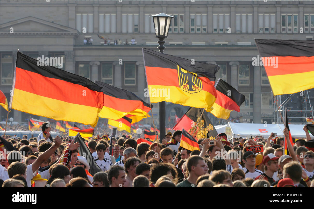 Soccer fans celebrating the German national soccer team with a sea of