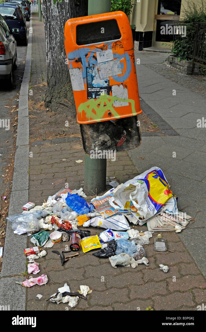 Vandalism on a garbage bin Stock Photo