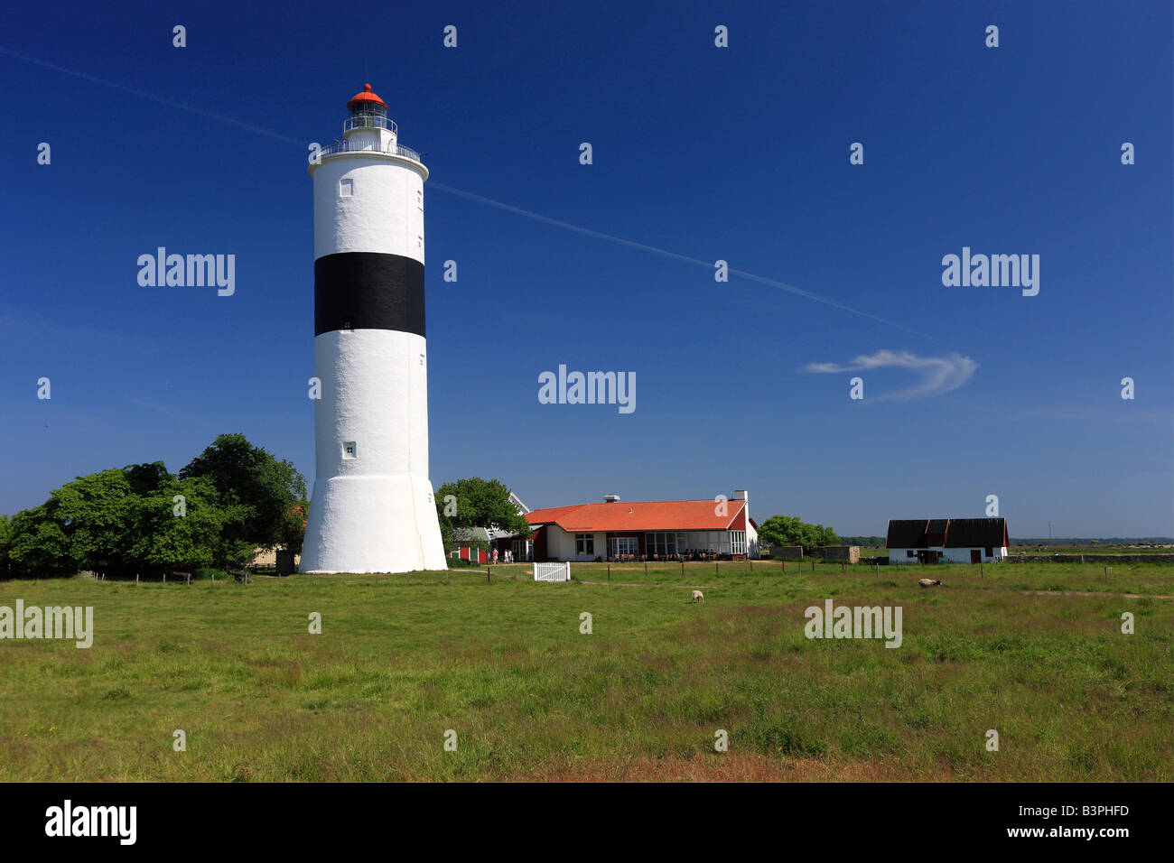 42 meter high Lighthouse Langer Jan in Ottenby, Oeland, Kalmar County, Sweden, Scandinavia, Europe Stock Photo