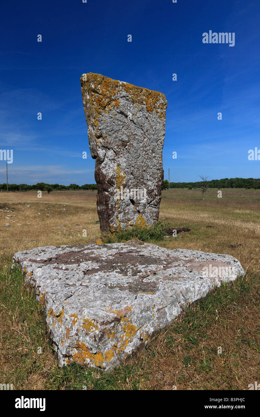 Iron Age gravesite near Ottenby, Oeland, Kalmar County, Sweden, Scandinavia, Europe Stock Photo