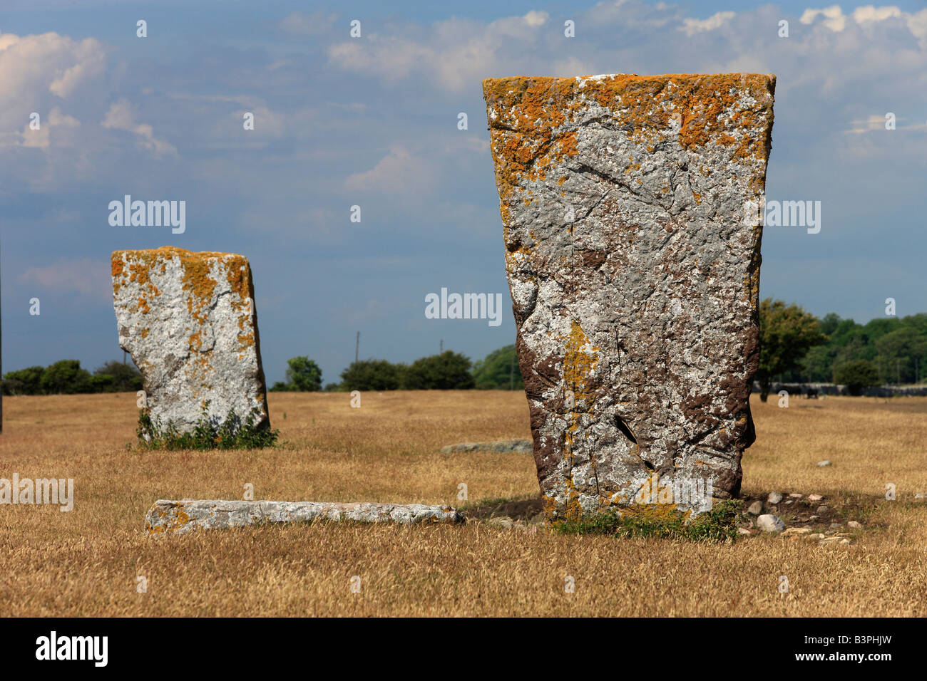 Iron Age gravesite near Ottenby, Oeland, Kalmar County, Sweden, Scandinavia, Europe Stock Photo
