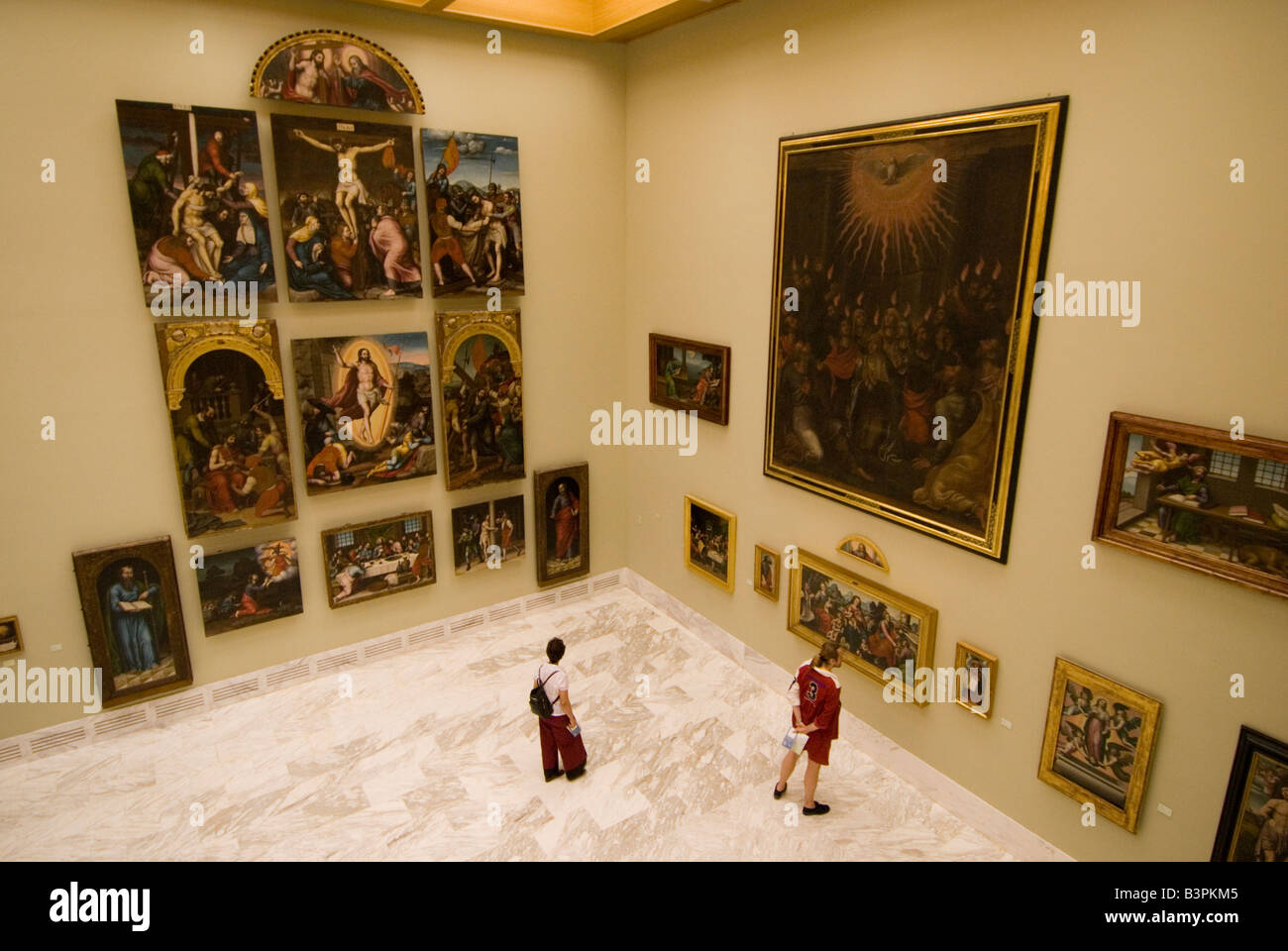 People looking at permanent collection. Museum of Fine Arts Museo de Belles Artes de Valencia Spain Stock Photo