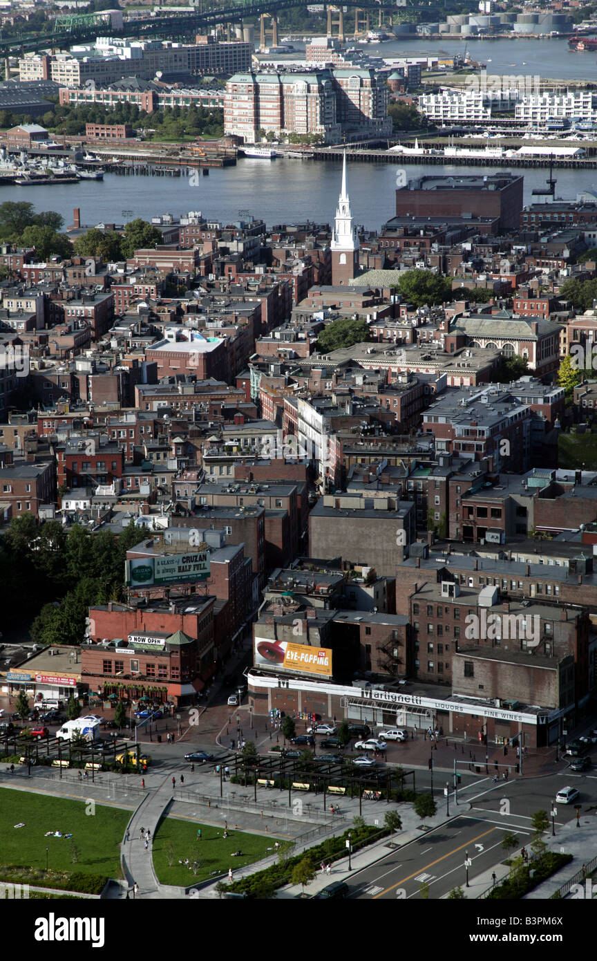 Arial view of Boston's North End Stock Photo