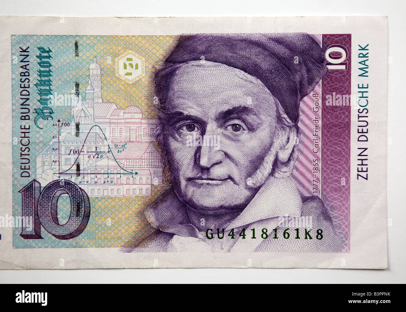 Close up of a traditional German 10 Ten Deutsche Mark banknote Stock Photo