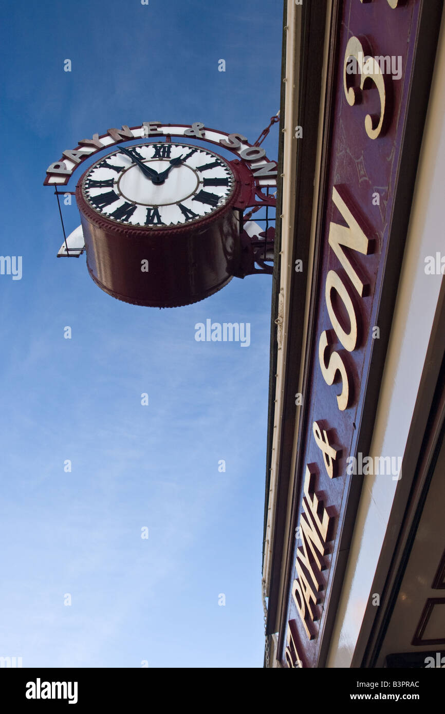 Clock on the front of Payne and Son Jewellers on the High Street in ...