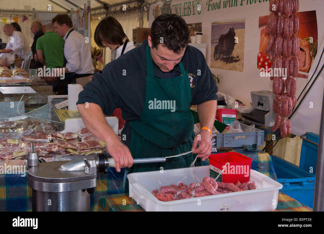Organic sausages being made at the Soil Association Organic Food