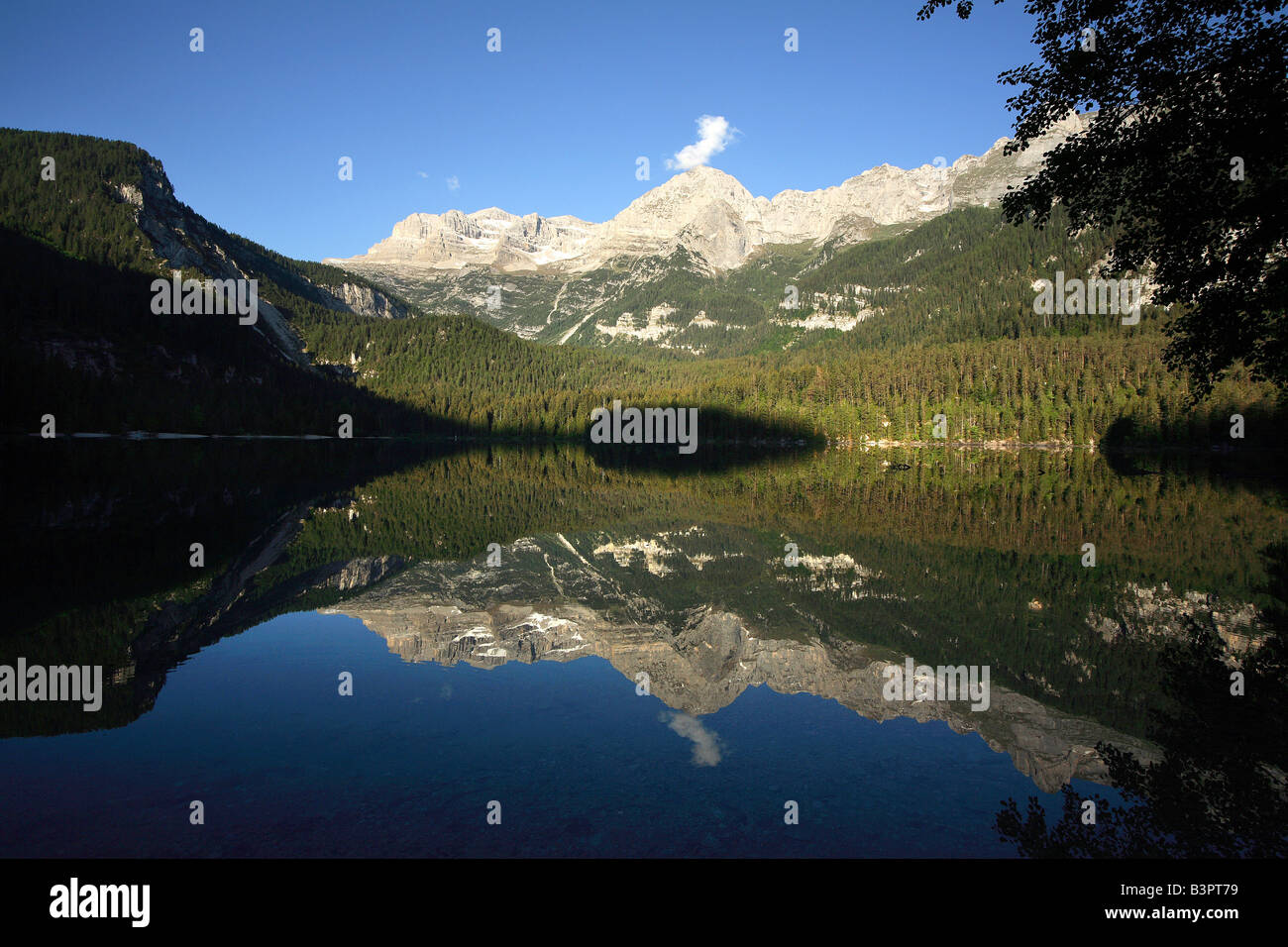 Lago di Tovel and Dolomiti di Brenta chain, Adamello Brenta natural ...