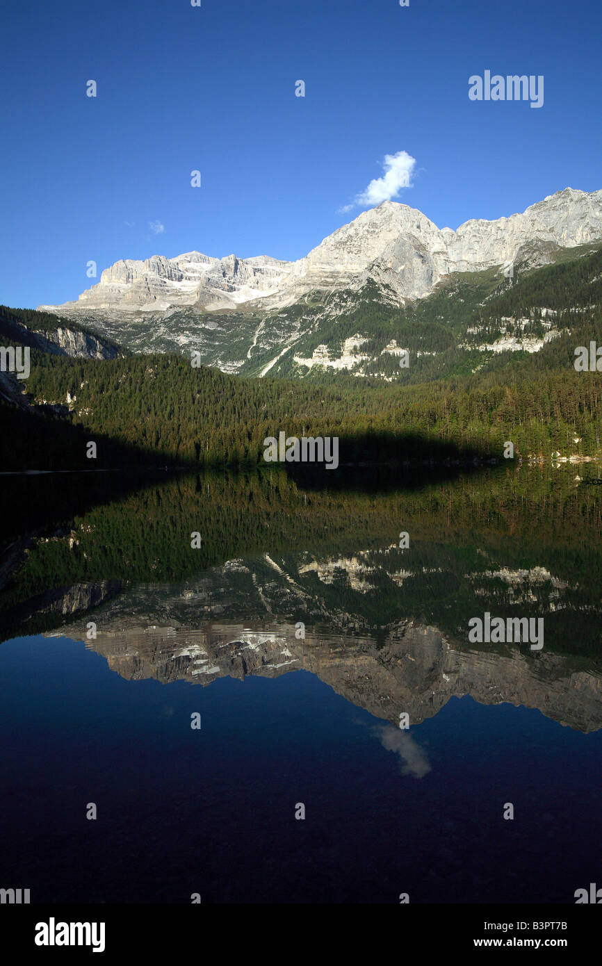Lago di Tovel and Dolomiti di Brenta chain, Adamello Brenta natural ...