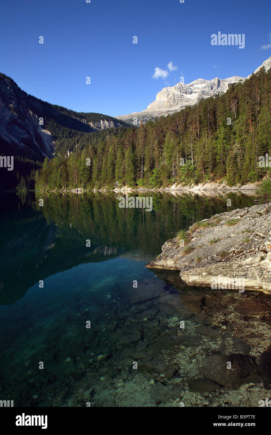 Lago di Tovel and Dolomiti di Brenta chain, Adamello Brenta natural ...