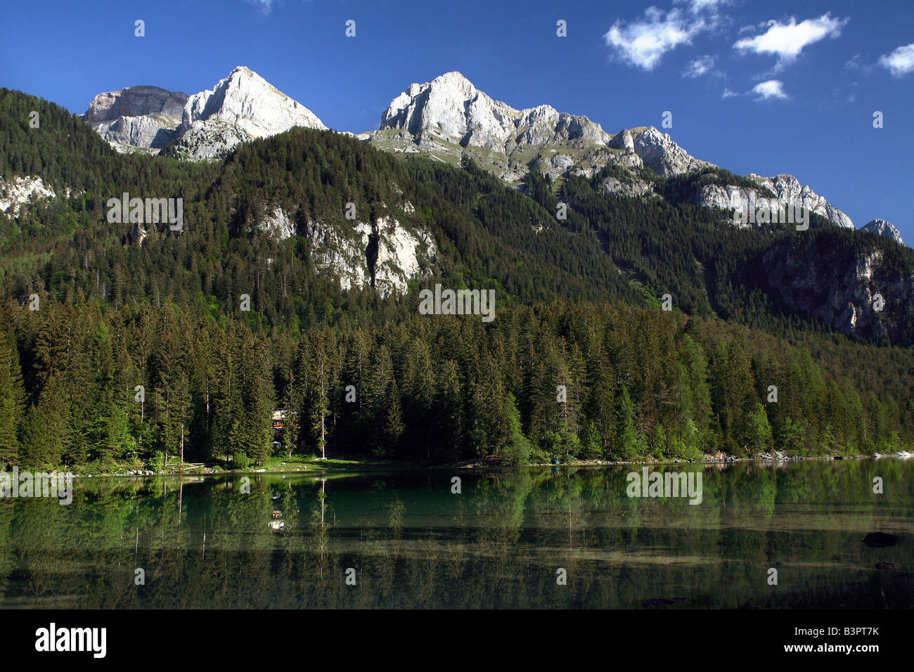 Lago di Tovel and Dolomiti di Brenta chain, Adamello Brenta natural ...